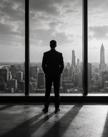 Dirigeant face à la skyline