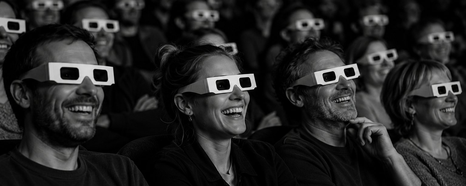Public avec lunettes 3D en immersion